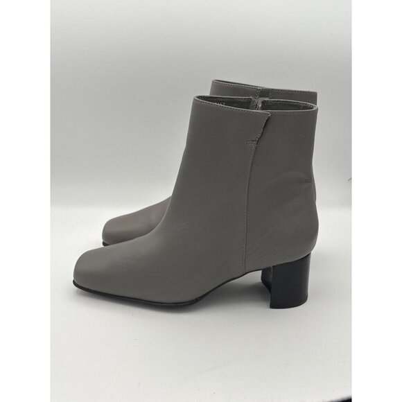 Women’s AJ Valenci Size 7 Grey Leather Heeled Square-Toes Boots - Picture 2 of 5